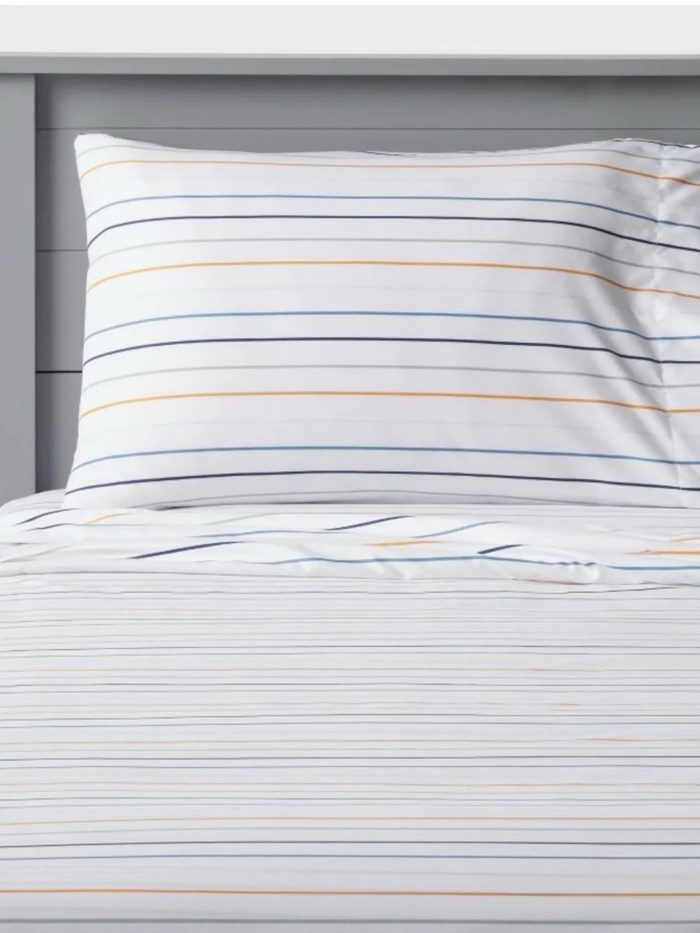 New FULL SHEET SET Striped Sheet Set - White with Blue & Yellow Stripes